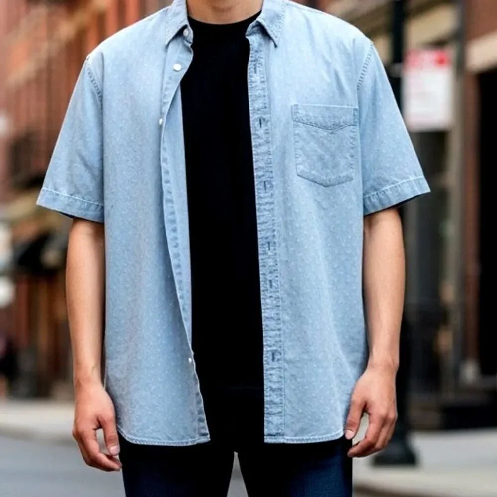 MUTUAL WEAVE Men's Blue Button-Down Short Sleeve Shirt - Size: XXL